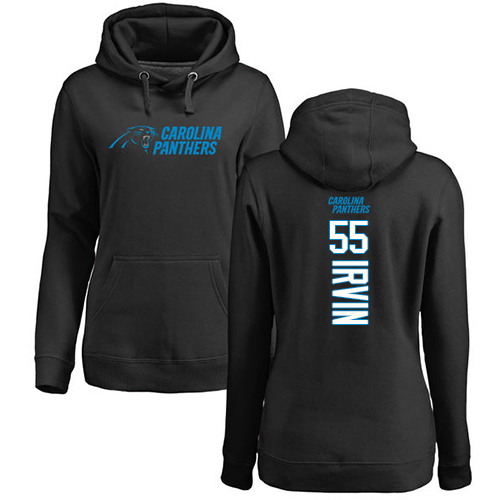 Carolina Panthers Black Women Bruce Irvin Backer NFL Football #55 Pullover Hoodie Sweatshirts
